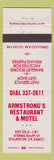 Matchbook Cover - Armstrong's Restaurant Motel Staunton VA