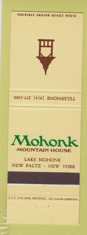 Matchbook Cover - Mohonk Mountain House Lake Mohonk New Paltz NY