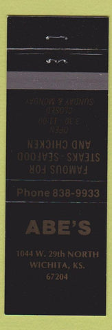 Matchbook Cover - Abe's Wichita KS restaurant