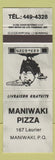 Matchbook Cover - Maniwaki Pizza QC grey