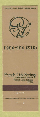 Matchbook Cover - French Lick Springs Golf Tennis Resort IN