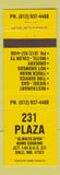 Matchbook Cover - 231 Plaza Dale IN