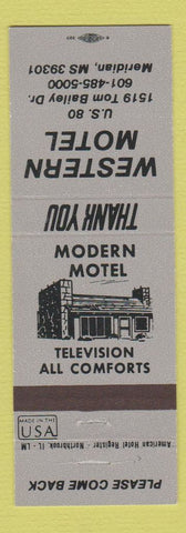 Matchbook Cover - Western Motel Meridian MS