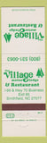 Matchbook Cover - Village Motor Lodge Smithfield NC