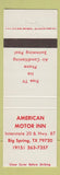 Matchbook Cover - American Motor Inn Big Spring TX