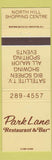 Matchbook Cover - Park Lane Restaurant