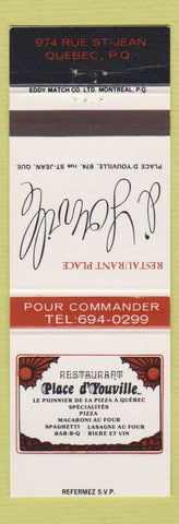 Matchbook Cover - Restaurant Place D Youville pizza Quebec City QC