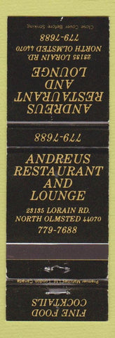 Matchbook Cover - Andreus Restaurant Lodge North Olmsted OH WEAR