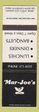 Matchbook Cover - Mar Joe's Restaurant Union City CA