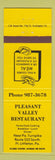 Matchbook Cover - Pleasant Valley Restaurant Fort Littleton PA
