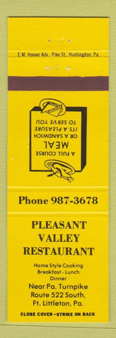 Matchbook Cover - Pleasant Valley Restaurant Fort Littleton PA