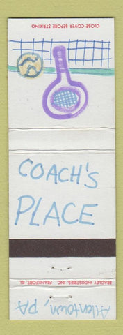 Matchbook Cover - Coach's Place Allentown PA DRAWING tennis
