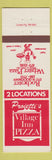 Matchbook Cover - Proietti's Village Inn Pizza Rochester Webster Plaza NY