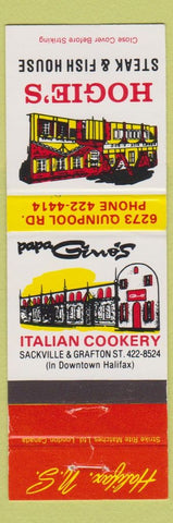 Matchbook Cover - Hogie's Steak Fish House Halifax NS