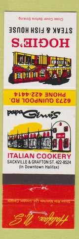 Matchbook Cover - Hogie's Steak Fish House Halifax NS