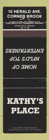 Matchbook Cover - Kathy's Place Corner Brook NF
