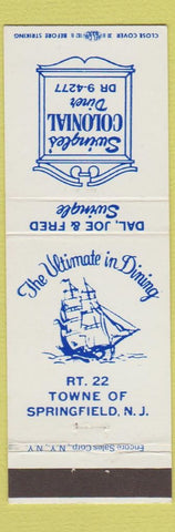 Matchbook Cover - Swingles' Colonial Diner Springfield NJ