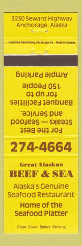 Matchbook Cover - Beef and Sea Restaurant Anchorage AK