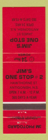 Matchbook Cover - Jim's One Stop Antigonish NS