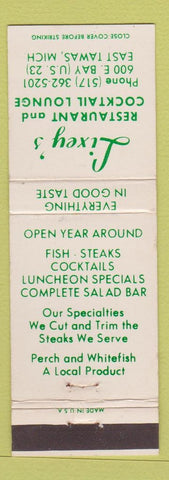 Matchbook Cover - Lixey's Restaurant East Tawas MI