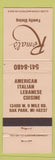 Matchbook Cover - Remal's Restaurant Italian Oak Park MI