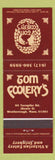 Matchbook Cover - Tom Foolery's Westborough MA