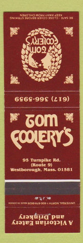 Matchbook Cover - Tom Foolery's Westborough MA