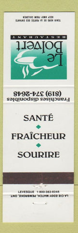 Matchbook Cover - Le Bolvert Restaurant French Canada