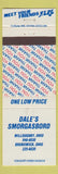 Matchbook Cover - Dale's Smorgasbord Willoughby Brunswick OH