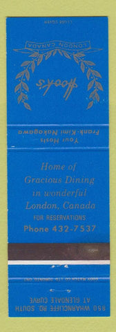Matchbook Cover - Hook's London ON