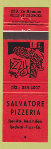Matchbook Cover - Salvatore Pizza Ville St Georges QC red