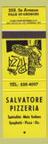 Matchbook Cover - Salvatore Pizza Ville St Georges QC yellow