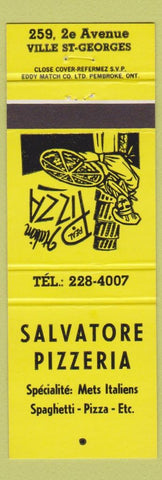 Matchbook Cover - Salvatore Pizza Ville St Georges QC yellow