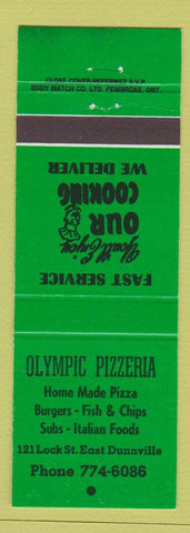 Matchbook Cover - Olympic Pizza Dunnville ON green