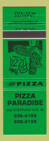 Matchbook Cover - Pizza Paradise green