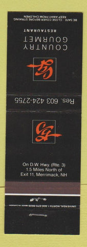 Matchbook Cover - Country Gourmet Restaurant Merrimack NH