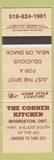Matchbook Cover - Corner Kitchen Morriston ON