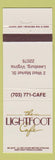 Matchbook Cover - Lightfoot Cafe Leesburg VA