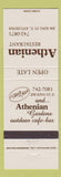Matchbook Cover - Athenian Restaurant Kitchener ON