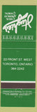Matchbook Cover - Hughie's Restaurant Toronto ON