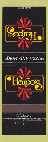 Matchbook Cover - Harop's Pizza Lethbridge AB Regina Saskatoon SK