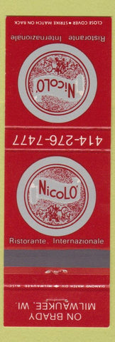 Matchbook Cover - Nicolo Restaurant Milwaukee WI