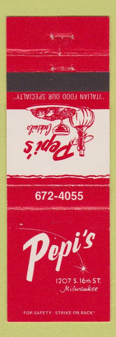 Matchbook Cover - Pepi's Milwaukee WI Italian