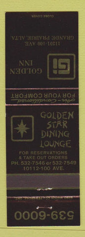 Matchbook Cover - Golden Inn Golden Star Restaurant Grande Prairie AB