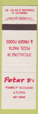 Matchbook Cover - Peter D's Restaurant Pizza St Catharines