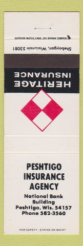 Matchbook Cover - Heritage Insurance Peshtigo WI