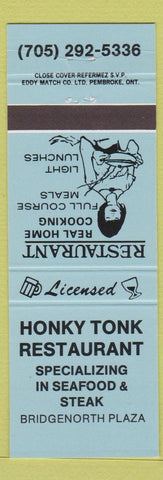Matchbook Cover - Honky Tonk Restaurant Bridgenorth ON light blue