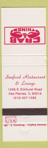Matchbook Cover - Crab Things Seafood Des Plaines IL