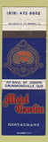Matchbook Cover - Motel Cardin Restaurant Drummondville QC WEAR