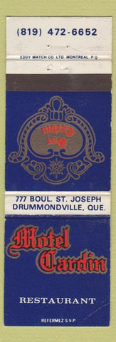 Matchbook Cover - Motel Cardin Restaurant Drummondville QC WEAR